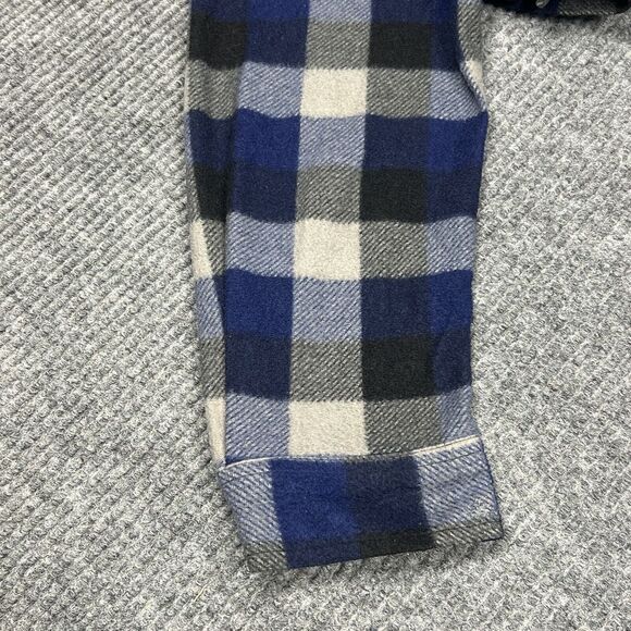 VTG Open Trails Shacket Men XL Blue Plaid Flannel Shirt‎ Jacket Long Sleeve Work - Picture 10 of 14